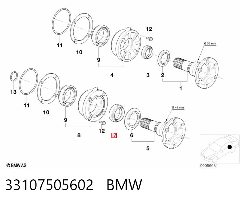 33107505602 BMW Bucim de redutor do eixo traseiro