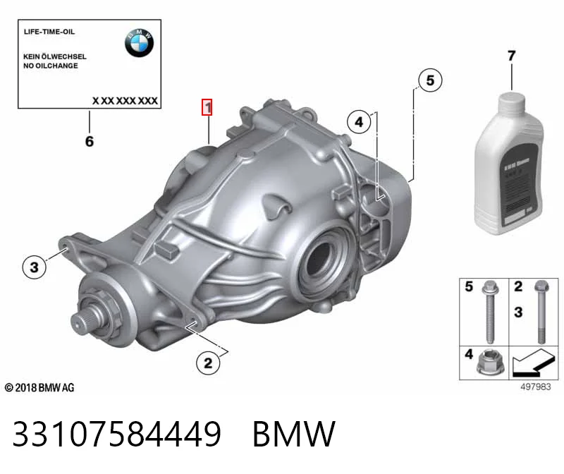 Redutor do eixo traseiro para BMW 7  F01, F02, F03, F04