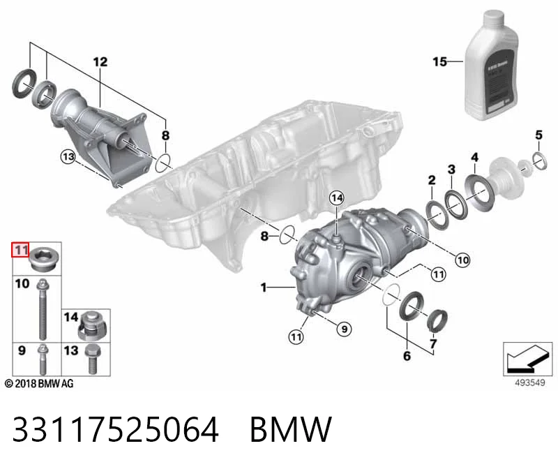 33117525064 BMW Tampão de enchimento de eixo traseiro/dianteiro