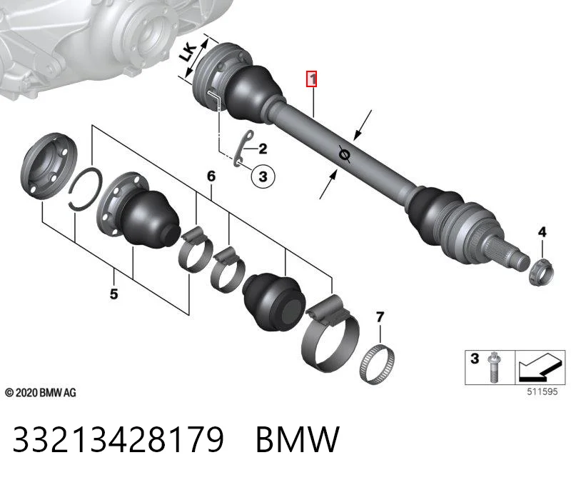 33213428179 BMW Semieixo traseiro esquerdo