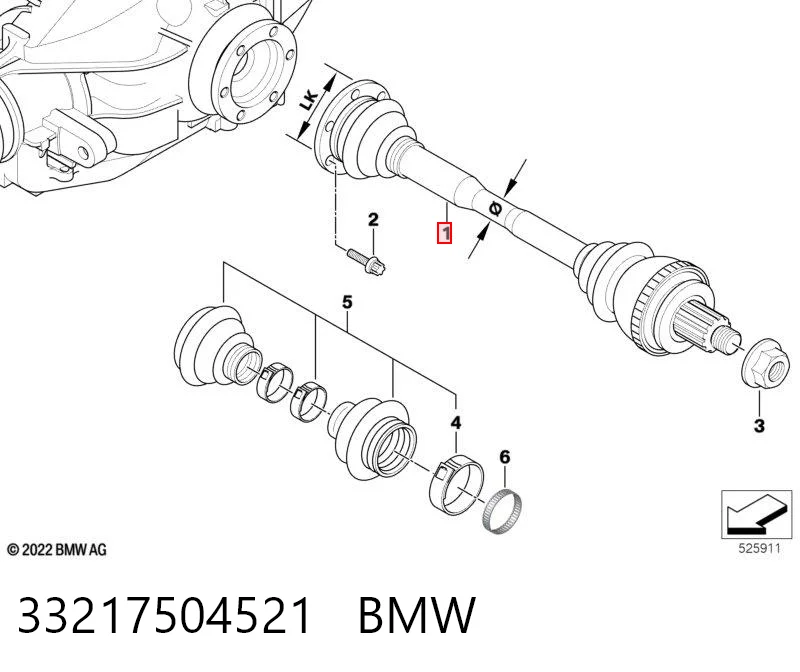 33217504521 BMW Semieixo traseiro esquerdo