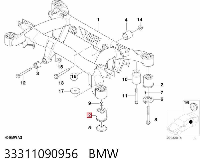 Bloco silencioso de viga traseira (de plataforma veicular) para BMW 7 E38