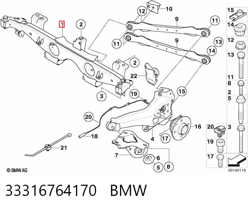 Viga de suspensão traseira (plataforma veicular) Mini Cooper  R50, R53 ao melhor preço