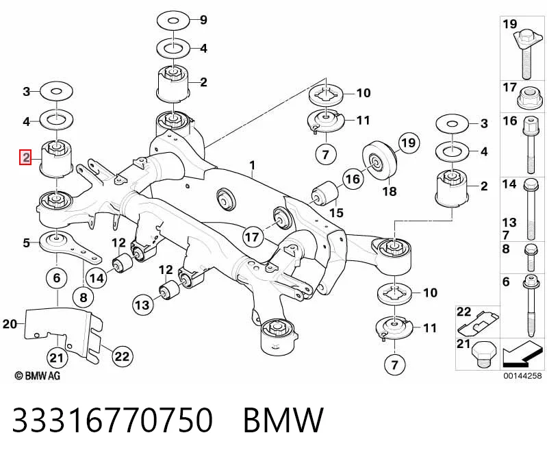 Bloco silencioso de viga traseira (de plataforma veicular) para BMW 7 E65, E66, E67