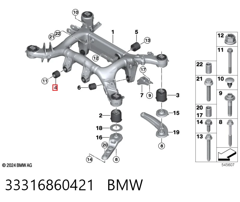 33316860421 BMW Bloco silencioso de viga traseira (de plataforma veicular)