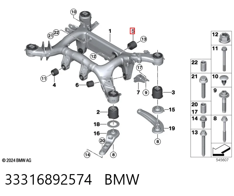 33316892574 BMW Bloco silencioso de viga traseira (de plataforma veicular)