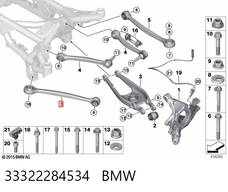 33322284534 BMW Braço oscilante inferior esquerdo de suspensão traseira/direita