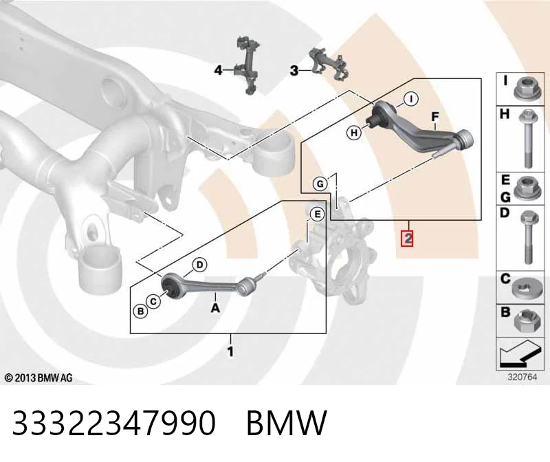 33322347990 BMW Braço oscilante superior direito de suspensão traseira