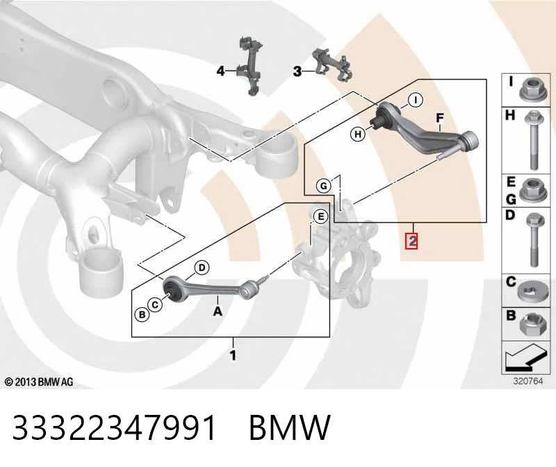 33322347991 BMW Braço oscilante superior esquerdo de suspensão traseira