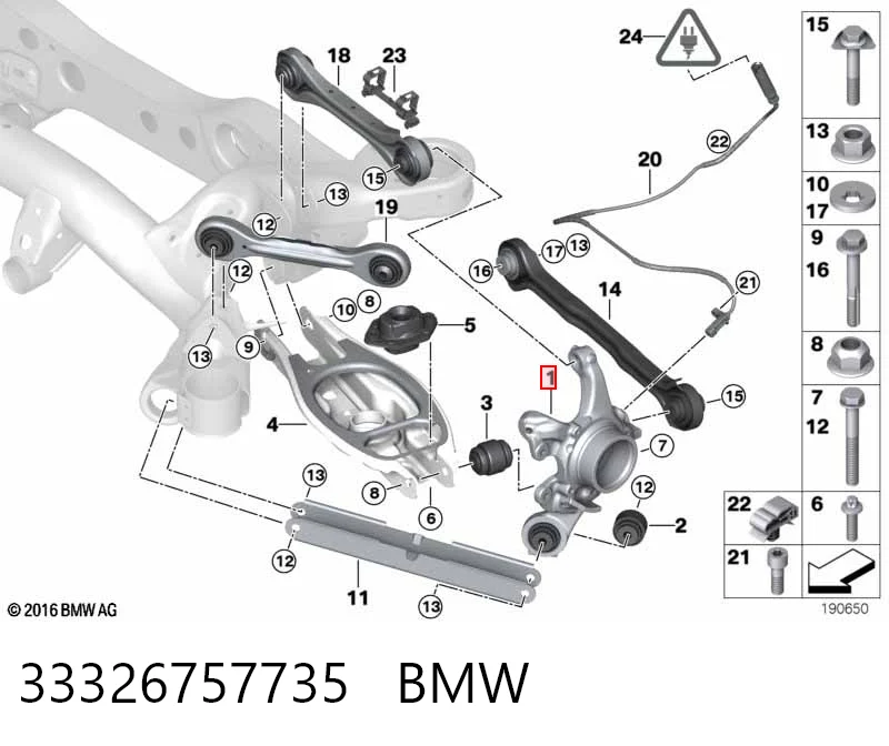 33326757735 BMW Pino moente (extremidade do eixo) traseiro esquerdo