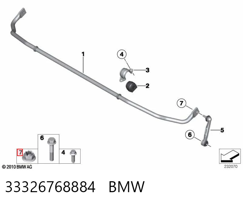 33326768884 BMW Porca de suporte dianteiro de estabilizador