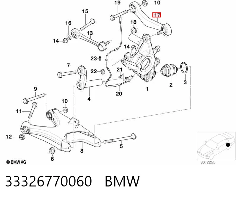 33326770060 BMW Braço oscilante superior direito de suspensão traseira