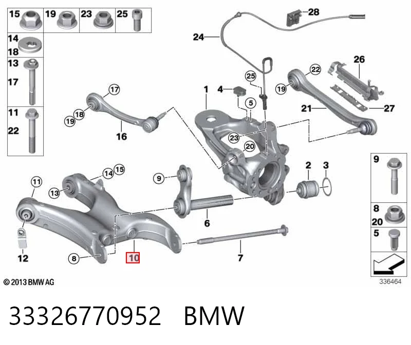 33326770952 BMW Braço oscilante inferior direito de suspensão traseira