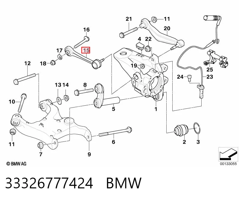 33326777424 BMW Braço oscilante superior esquerdo/direito de suspensão traseira
