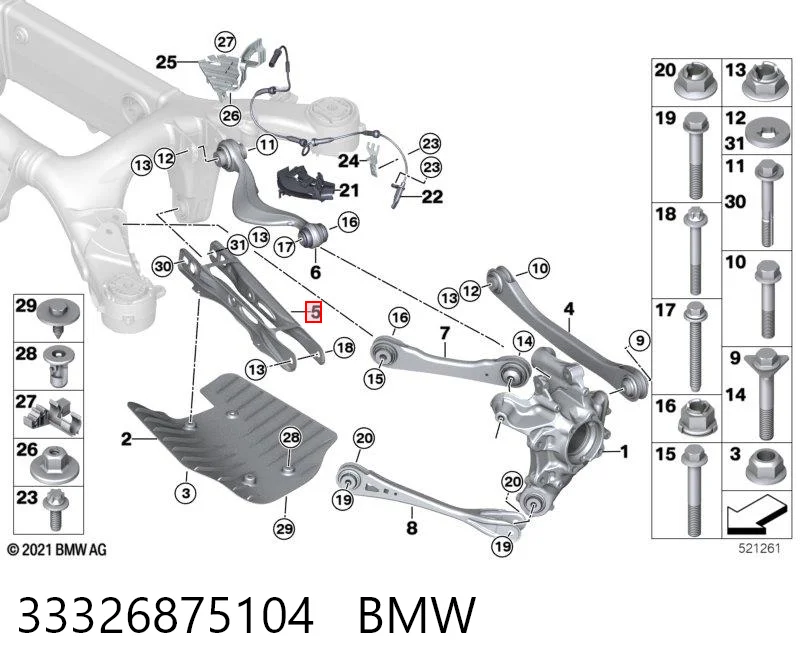 33326875104 BMW Braço oscilante de suspensão traseira transversal