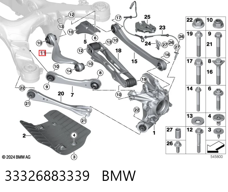 33326883339 BMW Braço oscilante superior esquerdo de suspensão traseira