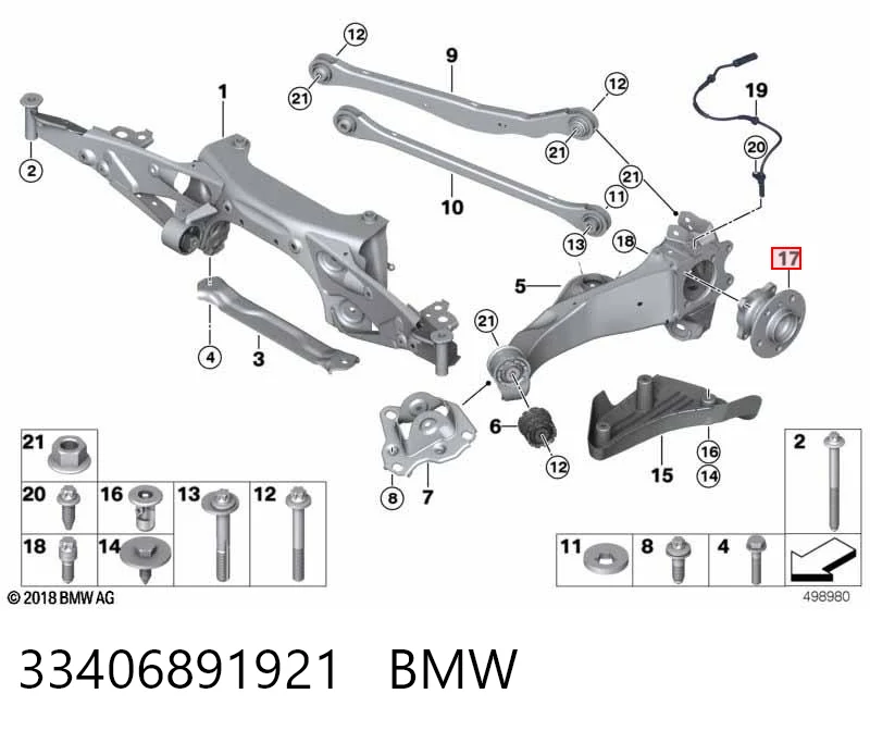 33406891921 BMW Cubo traseiro