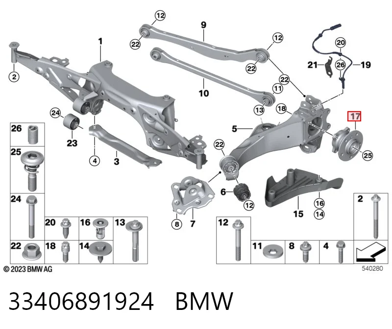 33406891924 BMW Cubo traseiro