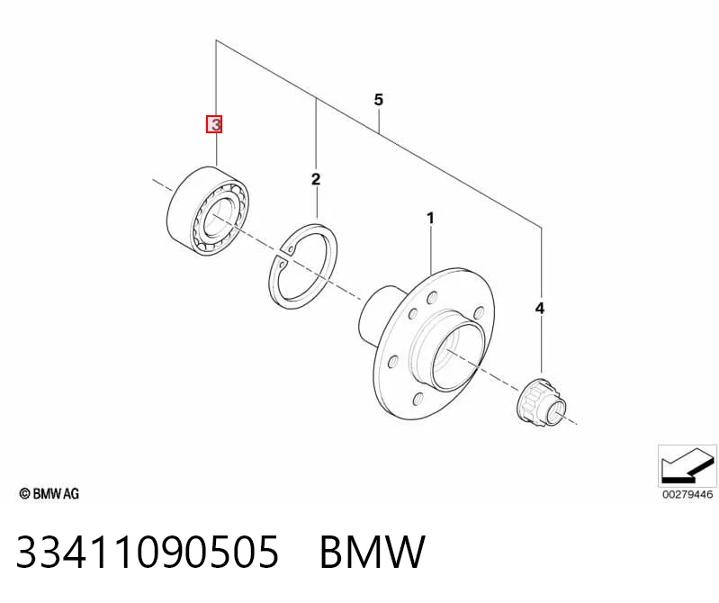 33411090505 BMW Rolamento de cubo dianteiro/traseiro