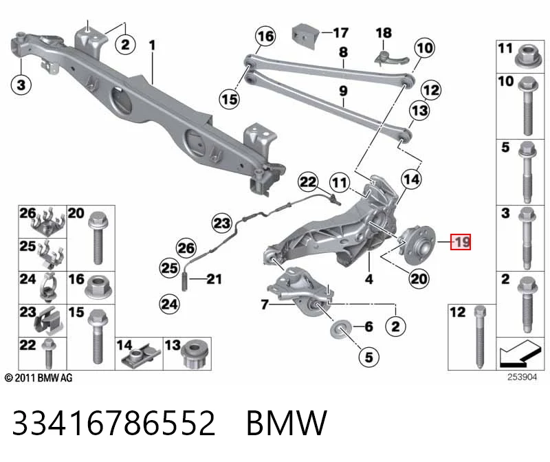33416786552 BMW Cubo traseiro