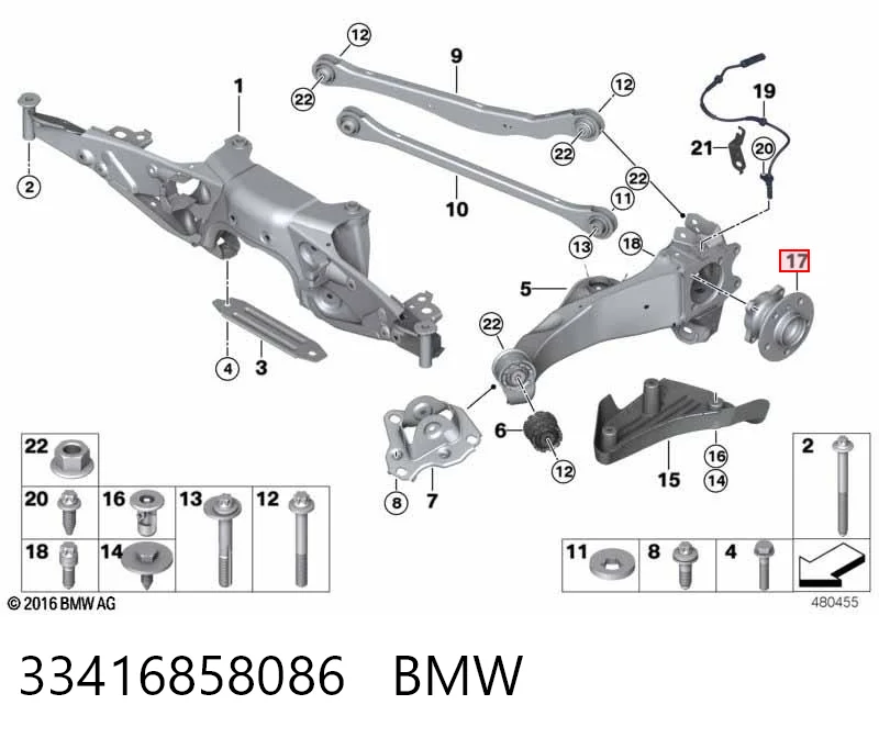 33416858086 BMW Cubo traseiro