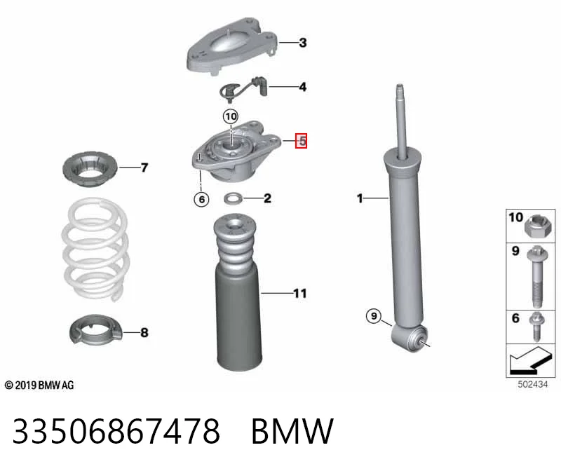 33506867478 BMW Suporte de amortecedor traseiro