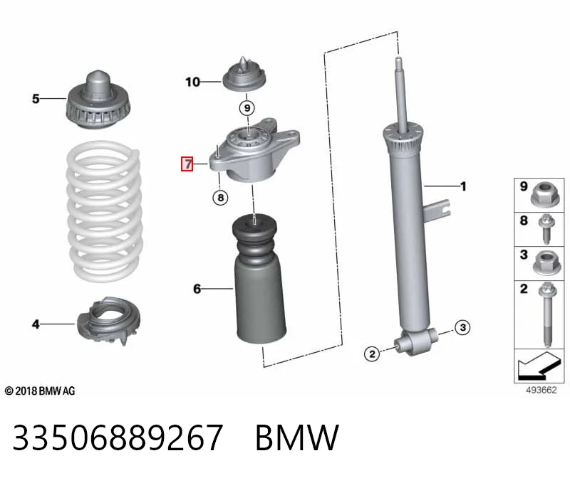 33506889267 BMW Suporte de amortecedor traseiro