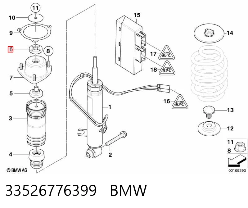 33526776399 BMW Rolamento de suporte do amortecedor traseiro