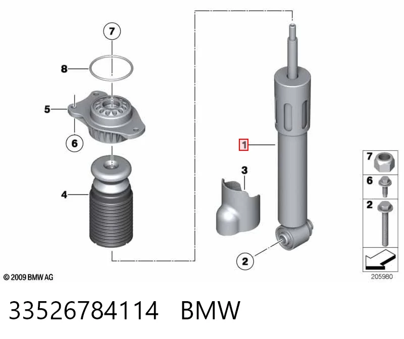 33526784114 BMW Amortecedor traseiro