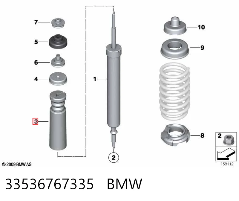 33536767335 BMW Pára-choque (grade de proteção) de amortecedor traseiro