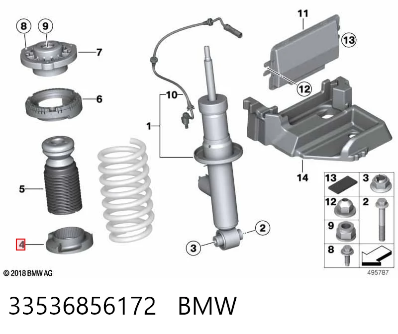 33536856172 BMW Espaçador (anel de borracha) da mola traseira inferior