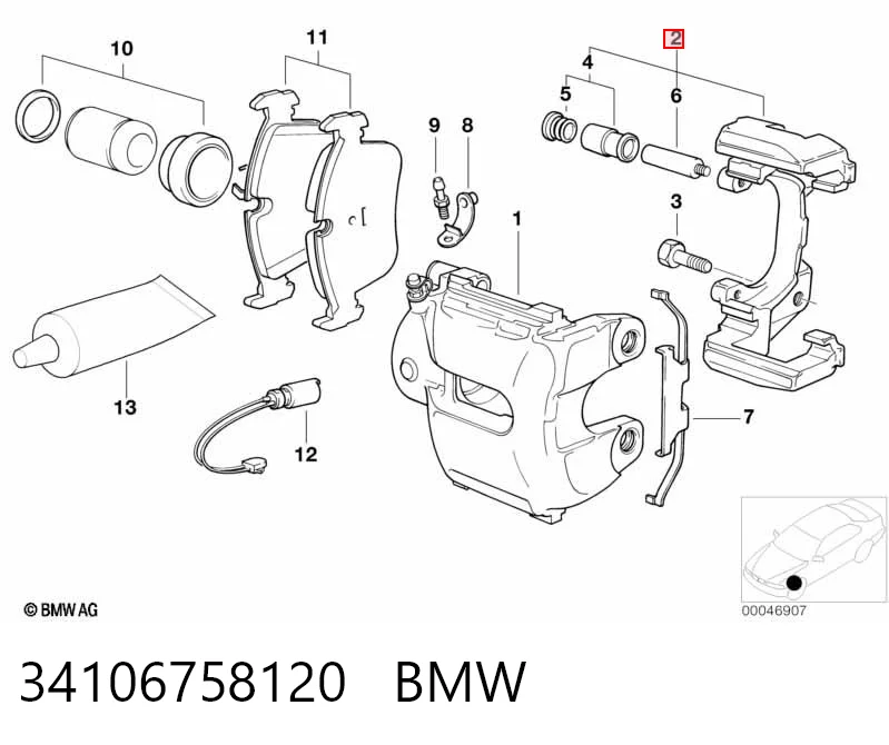 34106758120 BMW Braçadeira do freio de suporte dianteiro