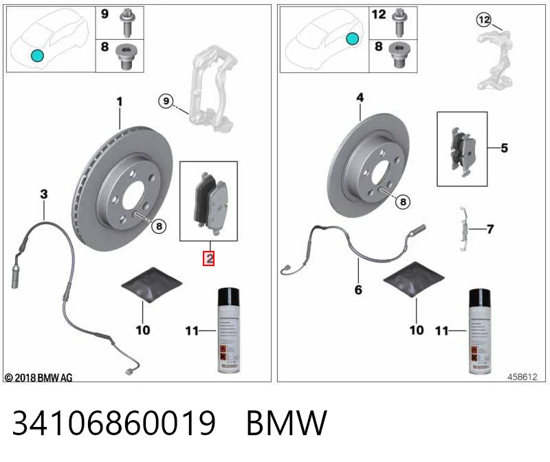 34106860019 BMW Sapatas do freio dianteiras de disco