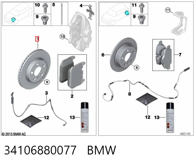 34106880077 BMW Disco do freio dianteiro