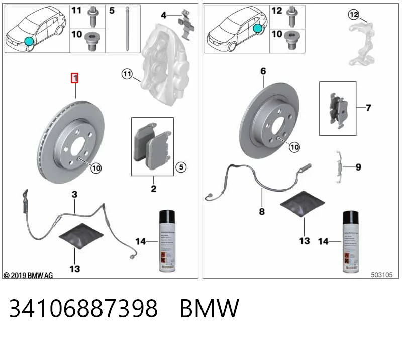 34106887398 BMW Disco do freio dianteiro
