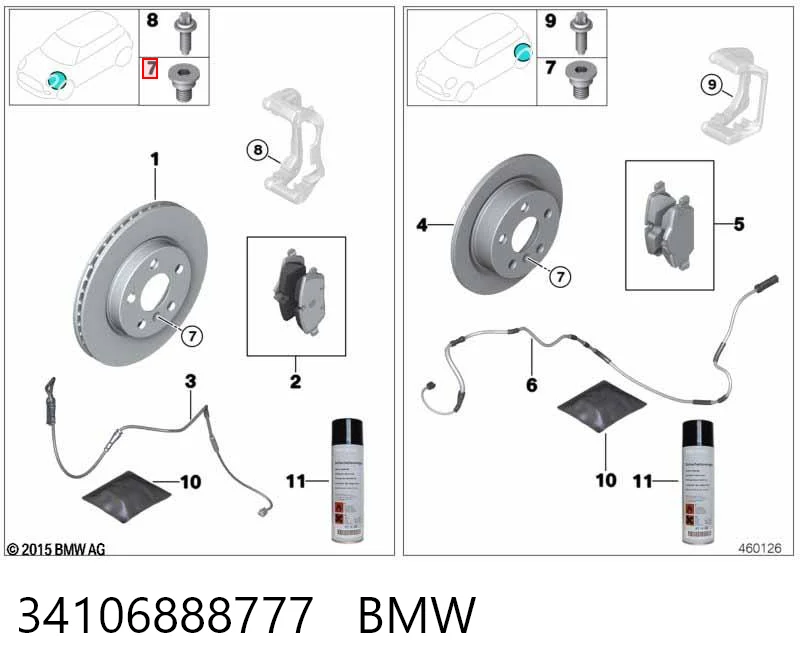 34106888777 BMW Sapatas do freio dianteiras de disco