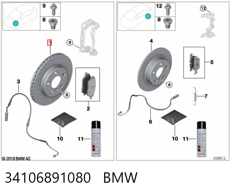 34106891080 BMW Disco do freio dianteiro