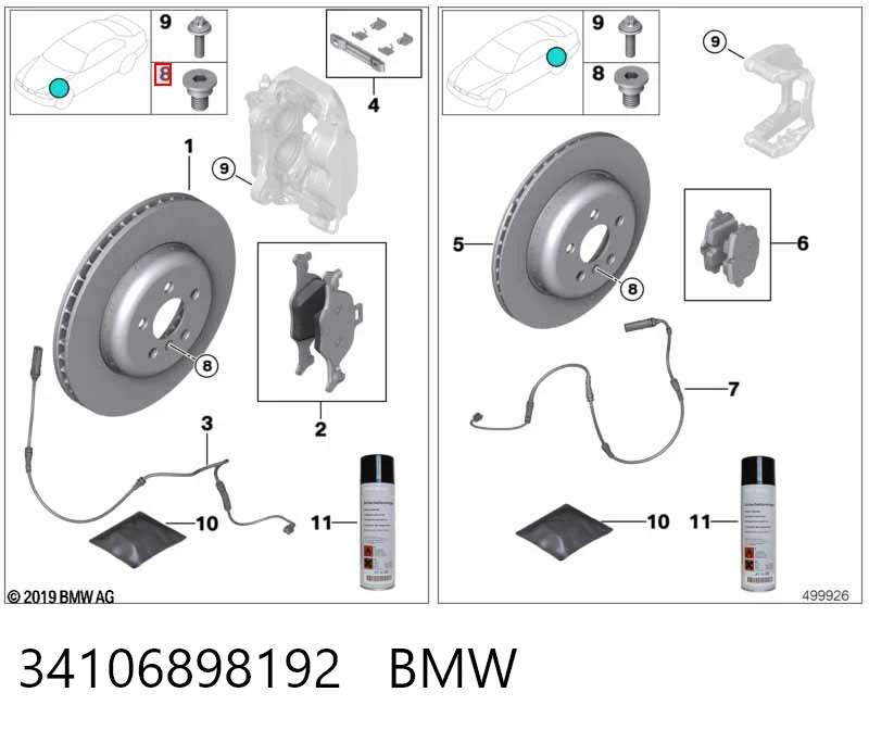 34106898192 BMW Sapatas do freio dianteiras de disco