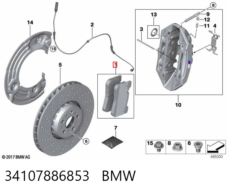 34107886853 BMW Sapatas do freio dianteiras de disco