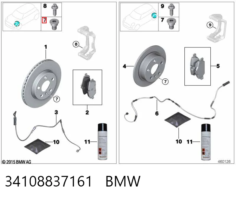 34108837161 BMW Sapatas do freio dianteiras de disco
