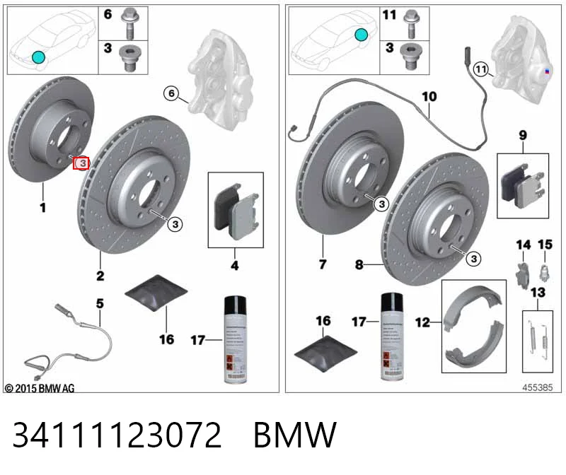 34111123072 BMW Parafuso do freio de disco