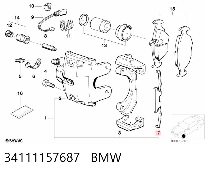 34111157687 BMW Kit de molas de fixação de sapatas de disco dianteiras