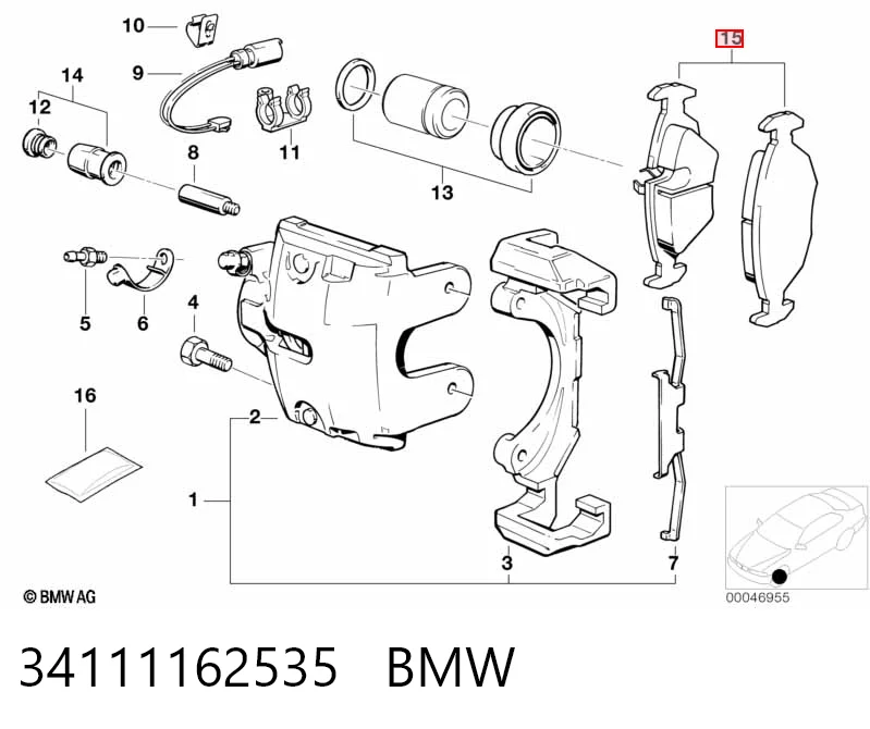 34111162535 BMW Sapatas do freio dianteiras de disco