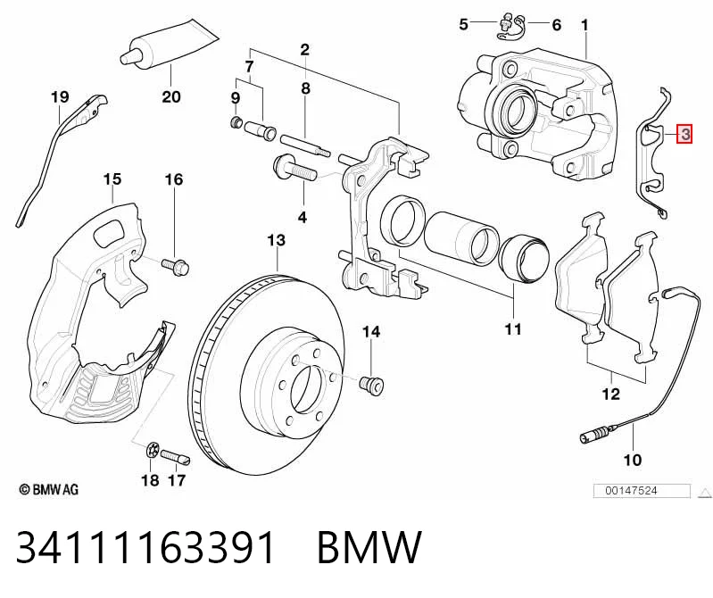 Kit de molas de fixação de sapatas de disco dianteiras BMW 5  E39 ao melhor preço