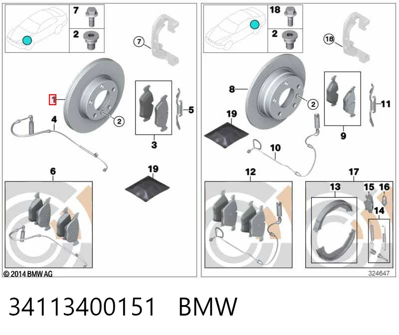 34113400151 BMW Disco do freio dianteiro