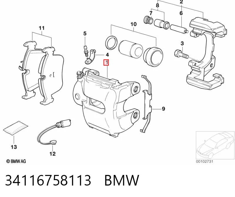 34116758113 BMW Suporte do freio dianteiro esquerdo