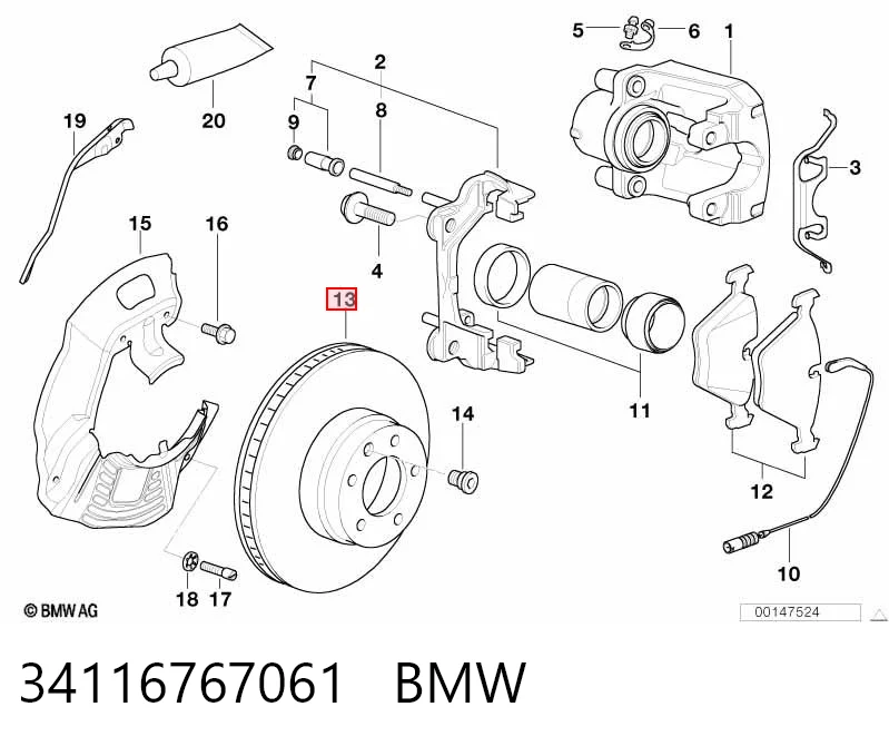 34116767061 BMW Disco do freio dianteiro