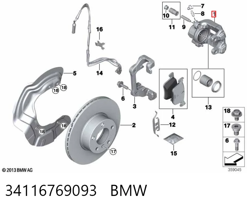 34116769093 BMW Suporte do freio dianteiro esquerdo