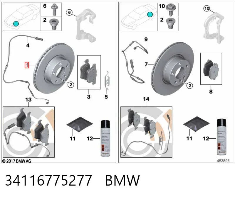 34116775277 BMW Disco do freio dianteiro