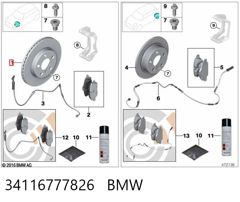 34116777826 BMW Disco do freio dianteiro